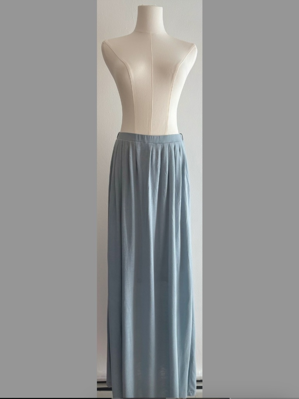Light Blue Maxi Skirt Flowy Soft Stretch Minimalist Boho Size Medium